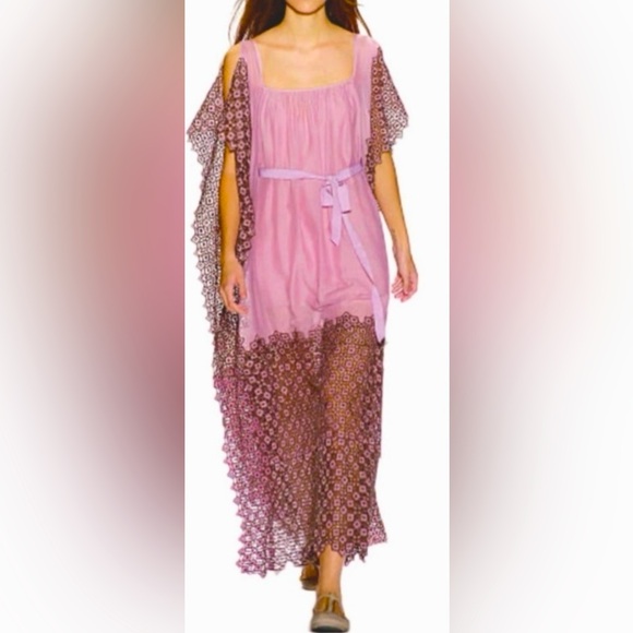 ⭐ Rare BCBG Max Azria Runway 2007 Lavender Sheer Voile Boho Maxi Dress Size M - Picture 1 of 10